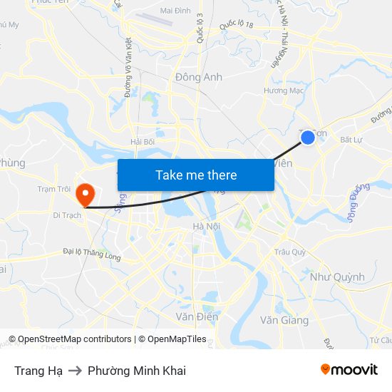 Trang Hạ to Phường Minh Khai map