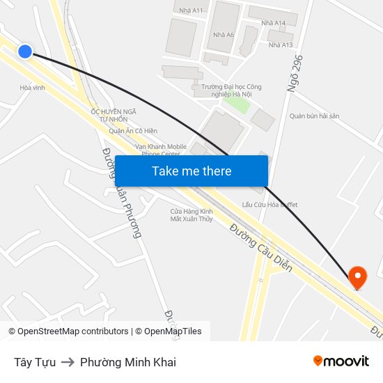 Tây Tựu to Phường Minh Khai map