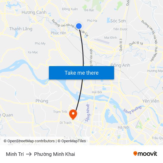 Minh Trí to Phường Minh Khai map