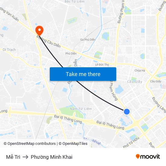 Mễ Trì to Phường Minh Khai map