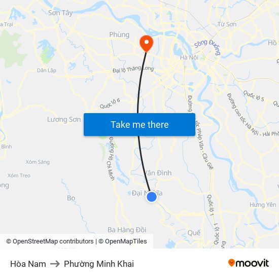 Hòa Nam to Phường Minh Khai map