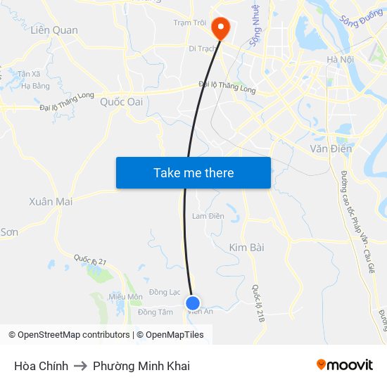 Hòa Chính to Phường Minh Khai map