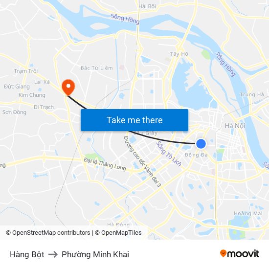 Hàng Bột to Phường Minh Khai map