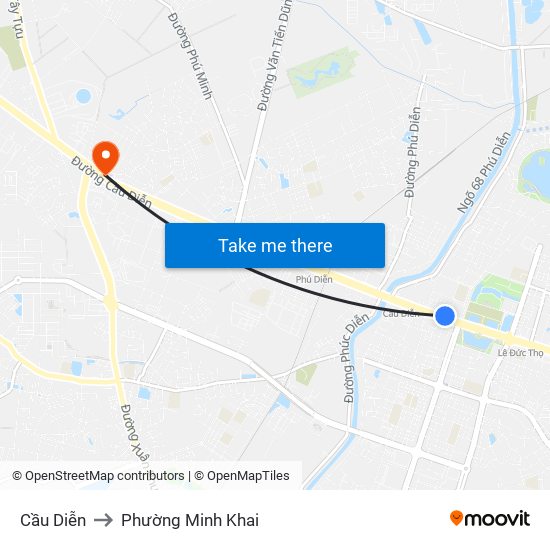 Cầu Diễn to Phường Minh Khai map