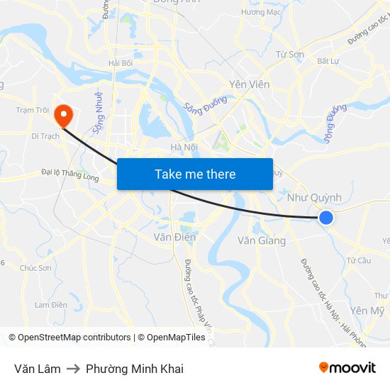 Văn Lâm to Phường Minh Khai map