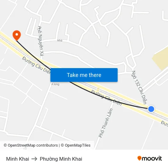 Minh Khai to Phường Minh Khai map