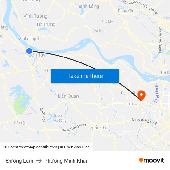 Đường Lâm to Phường Minh Khai map
