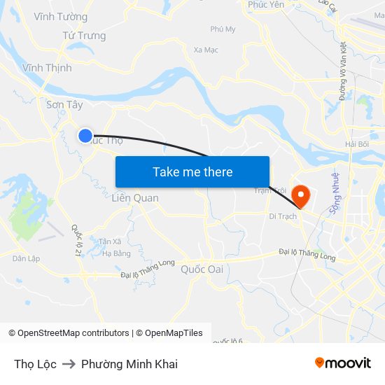 Thọ Lộc to Phường Minh Khai map