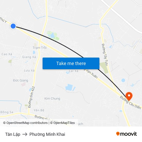 Tân Lập to Phường Minh Khai map