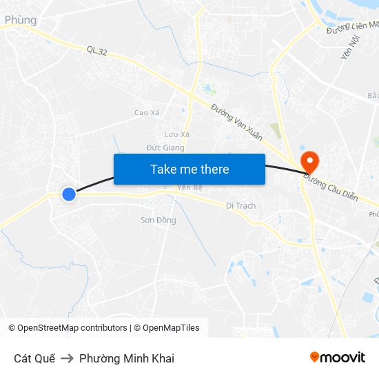 Cát Quế to Phường Minh Khai map