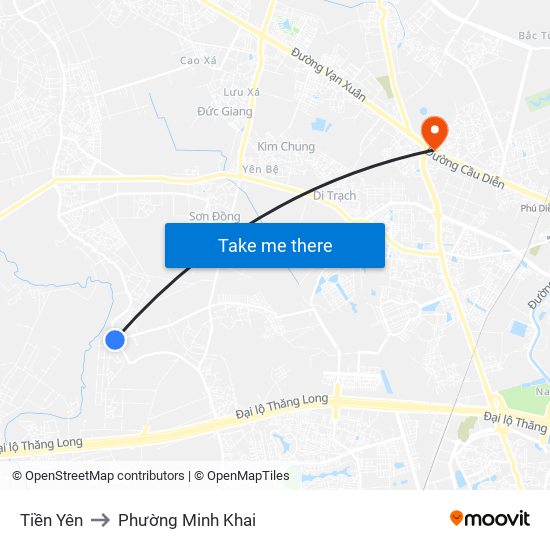 Tiền Yên to Phường Minh Khai map