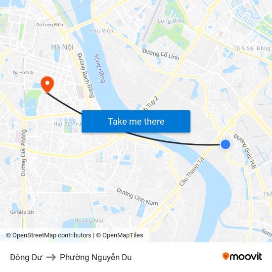 Đông Dư to Phường Nguyễn Du map