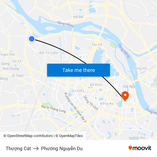 Thượng Cát to Phường Nguyễn Du map