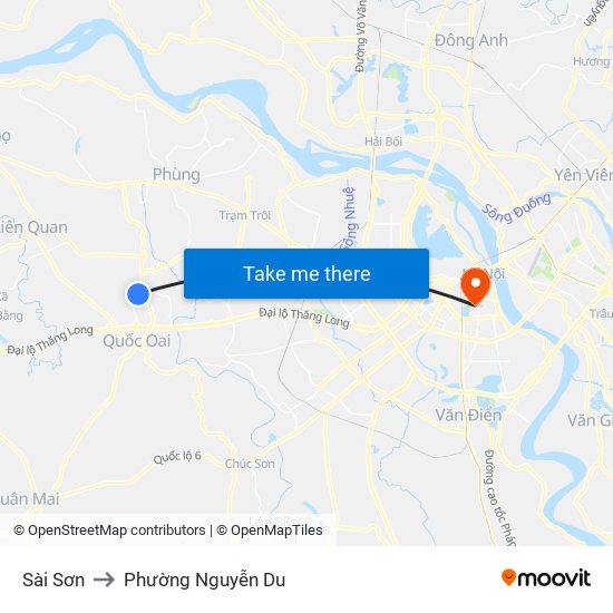 Sài Sơn to Phường Nguyễn Du map