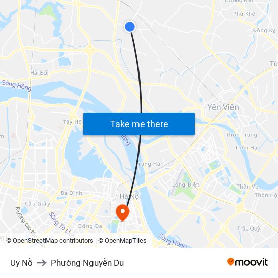 Uy Nỗ to Phường Nguyễn Du map