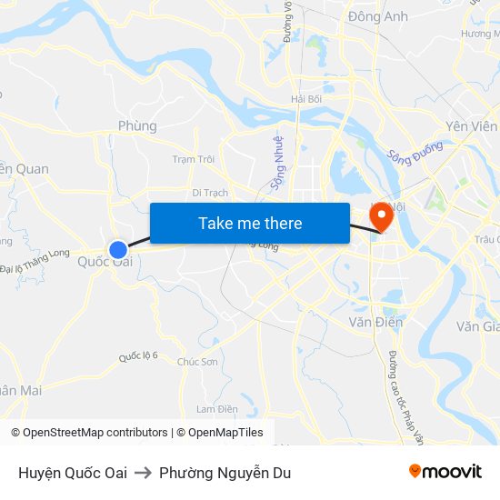 Huyện Quốc Oai to Phường Nguyễn Du map