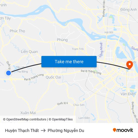 Huyện Thạch Thất to Phường Nguyễn Du map