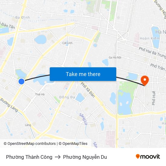 Phường Thành Công to Phường Nguyễn Du map