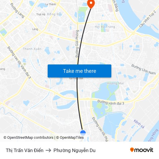 Thị Trấn Văn Điển to Phường Nguyễn Du map