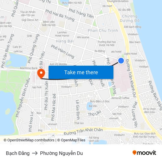 Bạch Đằng to Phường Nguyễn Du map