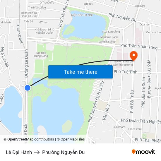 Lê Đại Hành to Phường Nguyễn Du map