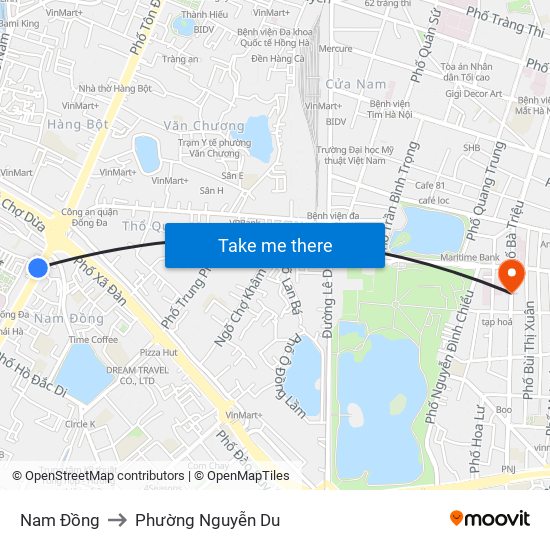 Nam Đồng to Phường Nguyễn Du map