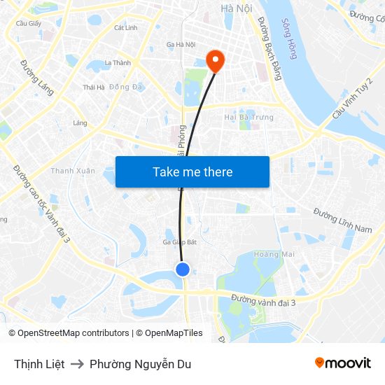 Thịnh Liệt to Phường Nguyễn Du map