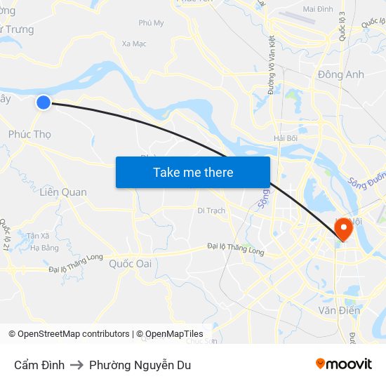 Cẩm Đình to Phường Nguyễn Du map