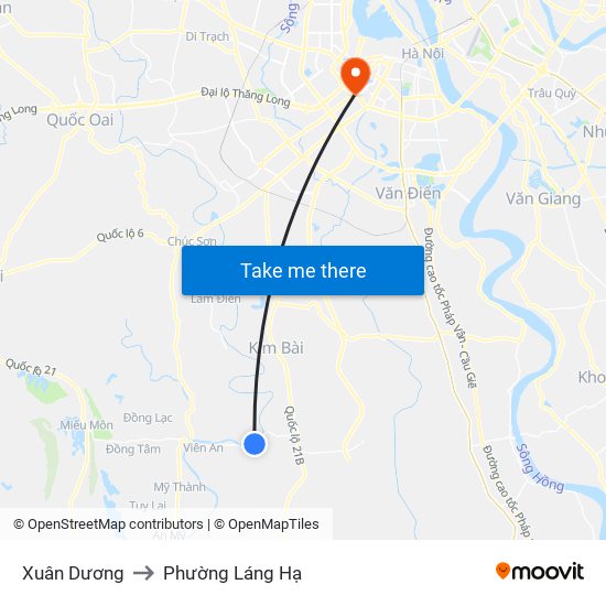 Xuân Dương to Phường Láng Hạ map