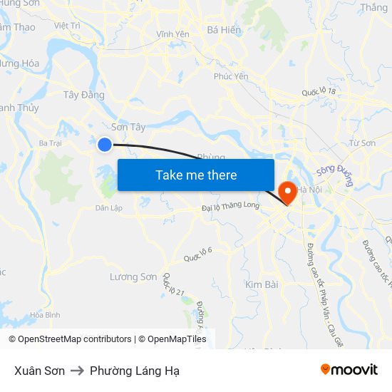 Xuân Sơn to Phường Láng Hạ map