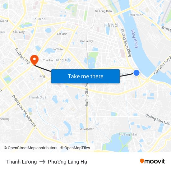 Thanh Lương to Phường Láng Hạ map
