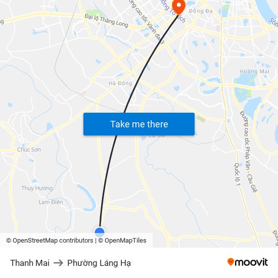 Thanh Mai to Phường Láng Hạ map