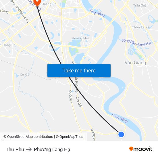 Thư Phú to Phường Láng Hạ map