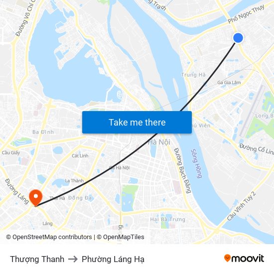 Thượng Thanh to Phường Láng Hạ map