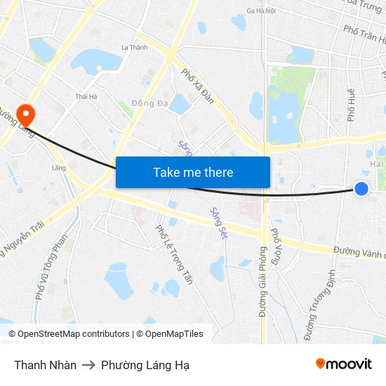 Thanh Nhàn to Phường Láng Hạ map
