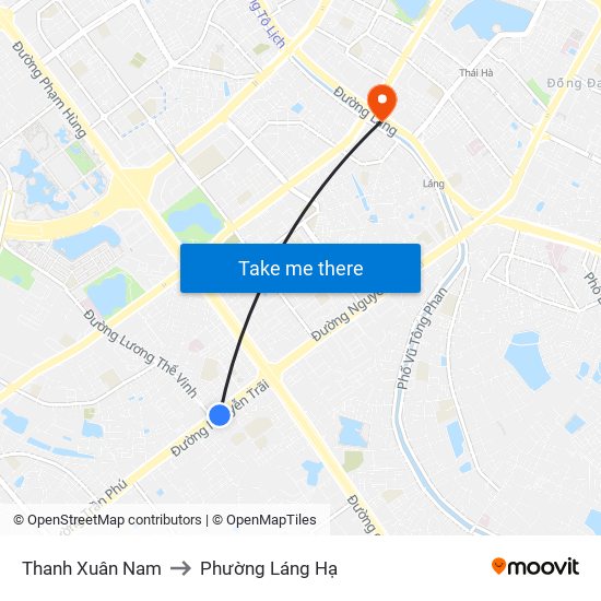 Thanh Xuân Nam to Phường Láng Hạ map
