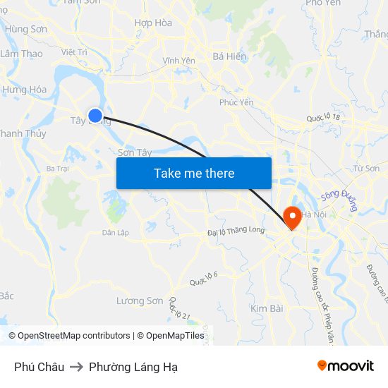 Phú Châu to Phường Láng Hạ map