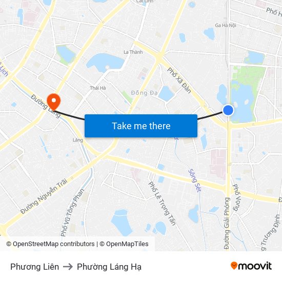 Phương Liên to Phường Láng Hạ map