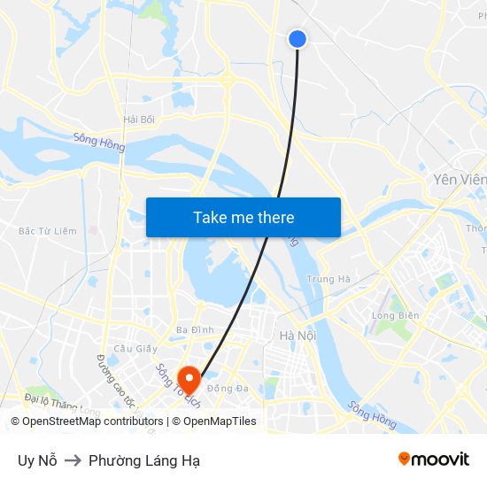 Uy Nỗ to Phường Láng Hạ map