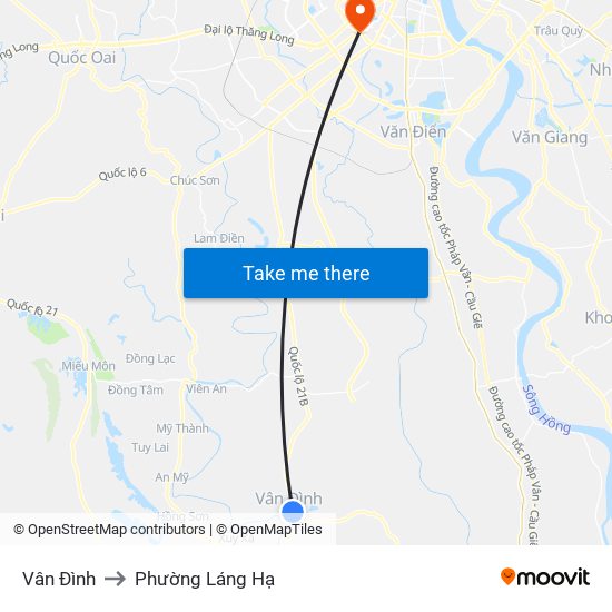 Vân Đình to Phường Láng Hạ map