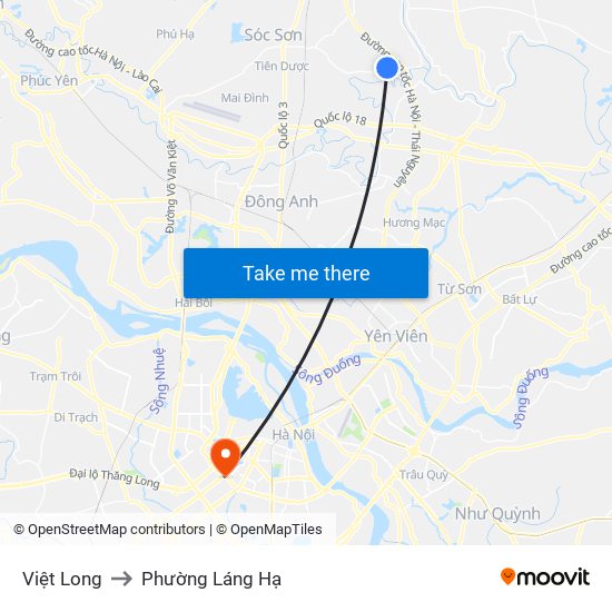 Việt Long to Phường Láng Hạ map