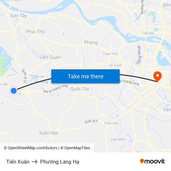 Tiến Xuân to Phường Láng Hạ map