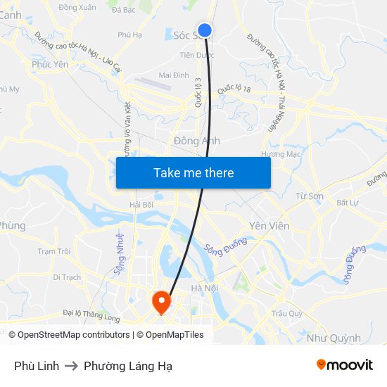 Phù Linh to Phường Láng Hạ map