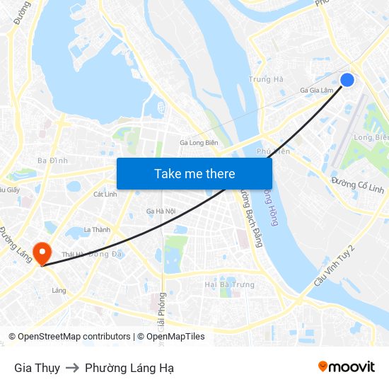 Gia Thụy to Phường Láng Hạ map