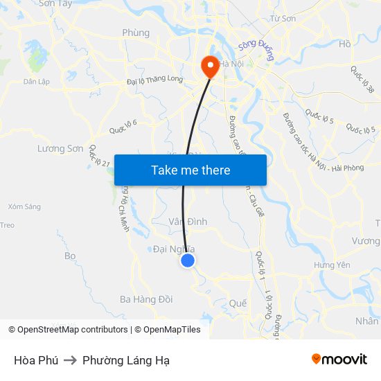 Hòa Phú to Phường Láng Hạ map