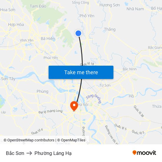 Bắc Sơn to Phường Láng Hạ map