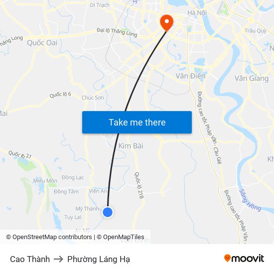 Cao Thành to Phường Láng Hạ map