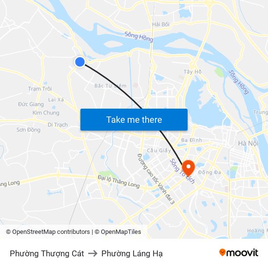 Phường Thượng Cát to Phường Láng Hạ map