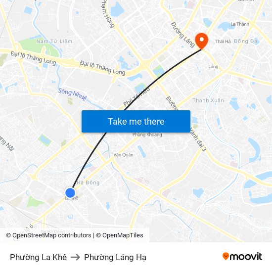 Phường La Khê to Phường Láng Hạ map