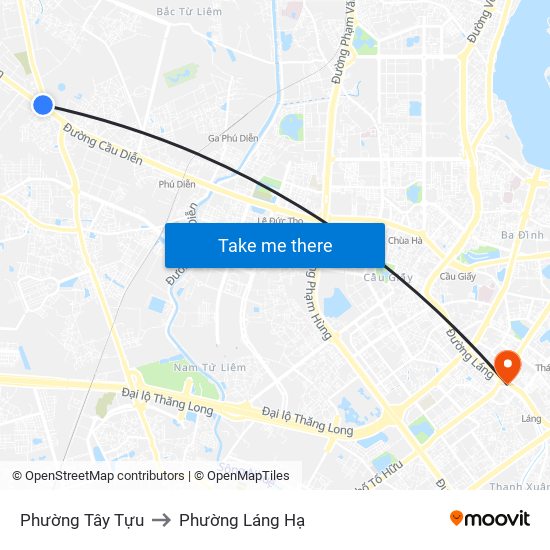 Phường Tây Tựu to Phường Láng Hạ map